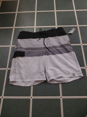 George Black, Gray & White Striped Men's Hybrid Shorts